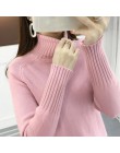 TIGENA mujeres cuello alto 2019 invierno grueso cálido suéter de punto Mujer jersey de manga larga verde rosa suéter de color ca