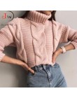 2019 Otoño Invierno suéter corto Mujer tejido cuello alto jerseys Casual suave Jersey moda manga larga Mujer
