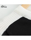 Artsnie primavera 2019 suéter de retazos Casual negro para mujer cuello redondo de manga larga de punto jersey de invierno para 