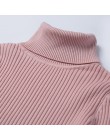 Otoño Invierno suéter grueso mujeres punto acanalado pulóver suéter de manga larga cuello alto delgado Jumper suave caliente Muj