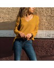 Suéter tejido JAYCOSIN para mujer con cuello en V de manga larga pulóver suelto sólido 2019 Otoño Invierno moda mujer suéter