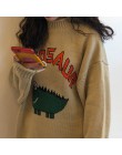 Harajuku invierno moda vintage mujer divertida letra impresa cuello redondo pulóver manga larga suelta punto suéter de gran tama