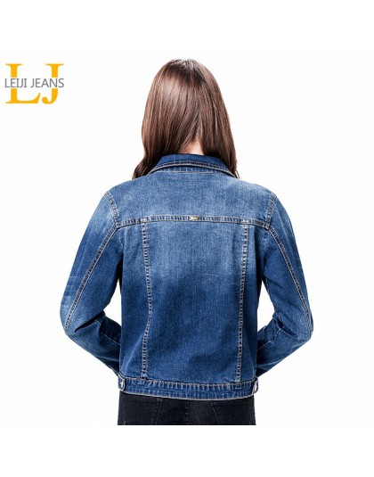 2019 LEIJIJEANS mujeres talla grande 6XL largo basical jeans chaqueta abrigo lejía manga larga solo pecho Delgado mujer chaqueta