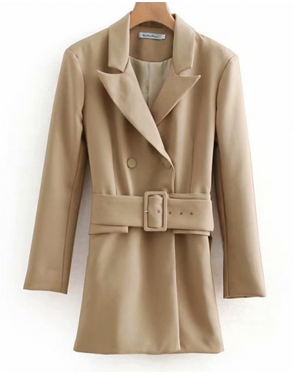 Moda Za 2019 mujeres caqui Casual primavera otoño chaqueta femenina elegante cintura ajustable con cinturón manga larga casaco f