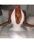 Articat Halter espalda descubierta Sexy tejido lápiz Vestido Mujer blanco fuera del hombro largo Bodycon vestido de fiesta elega