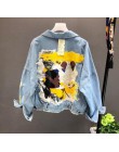 Neploé pintado a mano patrón Chic abrigo letras impresión Cool Girl Denim chaqueta 2019 primavera moda Otoño bolsillos BF Outwea