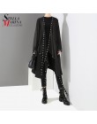2019 estilo coreano mujeres chaqueta negra sólida muy larga diseño abierto largo cinta cosida agujeros de Metal mujer elegante c