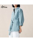 Artsnie streetwear doble bolsillos chaqueta de mezclilla para Mujer primavera 2019 casual sashes jeans sueltos abrigos largos Mu