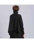 [EAM] 2019 nueva primavera negro manga de murciélago completa cuello de tortuga Jersey suelto Irregular mujer moda abrigo de mar