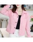 2019 Otoño Invierno mujer chaqueta Harajuku moda abrigo básico Mujer Vintage Jean chaquetas Slim blanco rosa chaqueta de mezclil