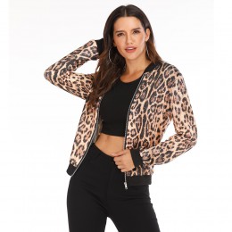 Rosa leopardo primavera chaquetas de las mujeres más tamaño corto femenino Chaqueta cremallera manga larga Polka Dot Chaqueta de