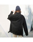 2019 de las mujeres chaqueta de jeans negro básico denim chaqueta abrigo único breasted de manga completa BF moda mujer Abrigos