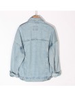 Chaqueta Vintage de mujer 2019 Otoño Invierno chaquetas de Denim de gran tamaño lavado azul Jeans abrigo de cuello vuelto chaque