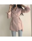 Nueva chaqueta para mujer de otoño invierno 2019 colorfai de oficina para mujer con cordones Formal Outwear elegante sólido Rosa