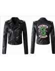 2019 chaqueta de cuero de PU para mujer, chaqueta de motocicleta de moda, abrigo de motocicleta de cuero Artificial de serpiente