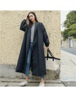 LANMREM nueva moda negro de gran tamaño de solapa con botón de ventilación chaqueta de invierno 2018 abrigo largo de algodón par