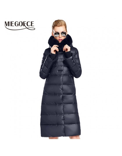 Chaqueta de abrigo de mujer miegfce 2019 de longitud media Parka de mujer con un abrigo grueso de invierno de piel de conejo par