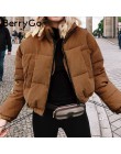 BerryGo Casual de pana gruesa parka abrigo de invierno de moda caliente abrigos de Mujer de gran tamaño streetwear chaqueta abri