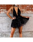 LASPERAL 2019 Vestidos de Fiesta de Primavera Sexy vestidos de mujer espalda descubierta Halter negro oro Mini vestido de fiesta