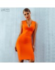 ADYCE verano mujeres vendaje vestido Vestidos 2019 naranja rojo tanque Sexy profundo cuello pico sin mangas Bodycon celebridad p