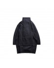 [EAM] 2019 nueva moda de invierno soporte de plomo Irregular largo tipo algodón acolchado ropa abrigo suelto negro sólido chaque