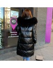 Alta calidad 2019 nueva chaqueta de invierno para mujer cálida gruesa con capucha con abrigo largo de piel tela brillante elegan