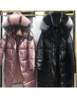 Alta calidad 2019 nueva chaqueta de invierno para mujer cálida gruesa con capucha con abrigo largo de piel tela brillante elegan