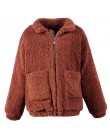 Chaqueta de lana de cordero de piel gruesa y cálida para mujer abrigo con cremallera de otoño invierno cuello vuelto ropa de abr