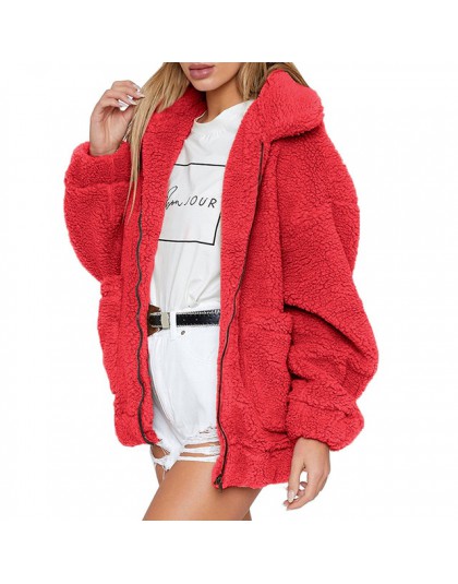 2019 abrigo de peluche de Invierno para mujer abrigo de piel de imitación chaqueta de oso de peluche chaqueta gruesa de lana fal