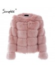 Simplee Vintage fluffy de abrigo de piel las mujeres corto peludo piel falsa ropa de invierno abrigo Rosa Otoño de 2018 de fiest