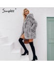 Simplee Vintage mullido hoodie faux fur abrigo mujer invierno chaqueta gris abrigo femenino talla grande abrigo largo casual abr