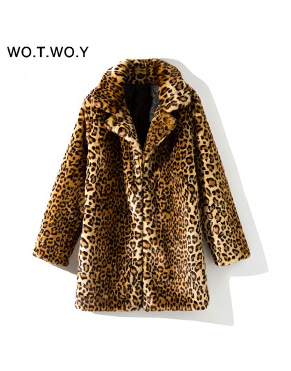 WOTWOY Thicken Leopard chaqueta de mujer abrigo de piel sintética de largo medio para mujer Casual ajustado Luipaard chaquetas d