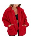 Moda sudadera con solapa abrigo de piel de lana 2019 mujeres Otoño Invierno chaqueta suave gruesa de felpa cremallera abrigo cor