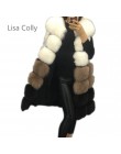 Lisa Colly nueva moda de invierno Chaleco de piel de las mujeres abrigo chaleco largo cálido Chaleco de piel de imitación de las