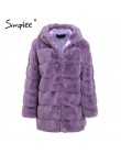 Simplee Vintage mullido hoodie faux fur abrigo mujer invierno chaqueta gris abrigo femenino talla grande abrigo largo casual abr