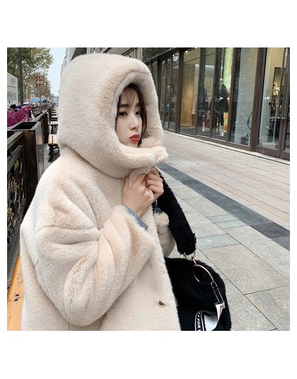 Nuevo abrigo de piel de Otoño Invierno para mujer ropa de alta calidad Imitación Piel de visón con capucha de talla grande grues
