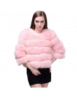 Abrigos de visón para Mujer 2019 nueva moda de invierno abrigo de piel sintética Rosa elegante abrigo grueso cálido chaqueta de 