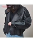Aelegantmis negro corto suelto Pu chaqueta de cuero otoño invierno suave chaqueta de cuero de imitación de calle Casual chaqueta
