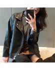 Sungtin suave suelta PU chaqueta de cuero mujeres negro motociclista motocicleta abrigo corto de cuero de imitación Streetwear m