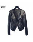 Fitailor primavera otoño señoras chaquetas de cuero de la motocicleta mujeres Turn-down Collar cremallera Slim negro Moto & Bike