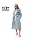 HDY Haoduoyi mujer Casual de Color sólido doble Breasted Outwear Sashes Oficina abrigo elegante Epaulet diseño largo gabardina o