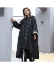 XITAO Spliced talla grande gabardina negra para mujeres Marea Larga estampado Streetwear Sudadera con capucha Casual mujer abrig