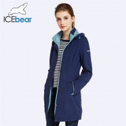 ICEbear 2019 abrigo para mujer de alta calidad gabardina larga de otoño para mujer sombrero cortavientos desmontable 17G116D