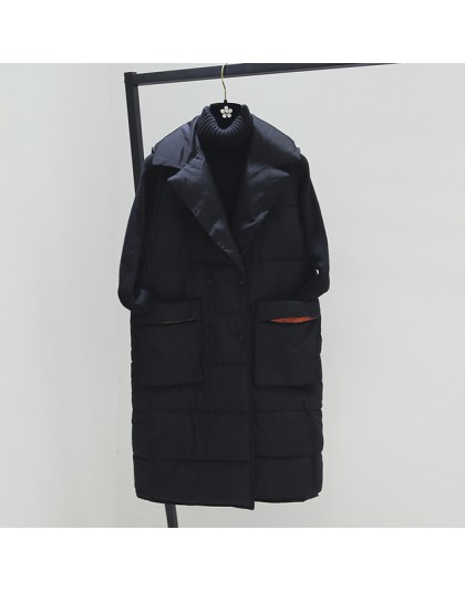 Talla grande XL chalecos de Invierno para mujer 2018 nuevo chaleco medio largo de algodón acolchado chaqueta sin mangas mujer Ch