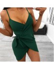 Mujeres Sexy Spaghetti Strap vestidos sin mangas 2019 nuevo verano mujeres cuello en V Mini vestido irregular negro verde irregu