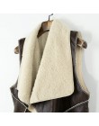 Chaleco largo de lana a la moda de invierno Chaleco de mujer Chaleco de piel de ante Chaleco de solapa sin mangas chaqueta de ab