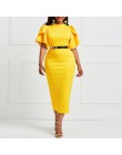 2019 vestido de oficina para mujer vestido amarillo para mujer vestido de trabajo con cremallera con volantes talla grande noche