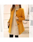 Nuevo 2019 primavera otoño más abrigo de lana de talla grande mujer suelta A-aline de manga larga cuello redondo medio largo neg