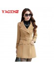 YAGENZ M-3XL Otoño Invierno chaqueta de lana de mujer Abrigos de doble pecho elegante abrigo básico bolsillos de abrigo de lana 