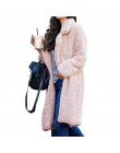 Caliente mujer abrigo de manga larga cálido solapa de longitud media de Color sólido para el invierno CGU 88